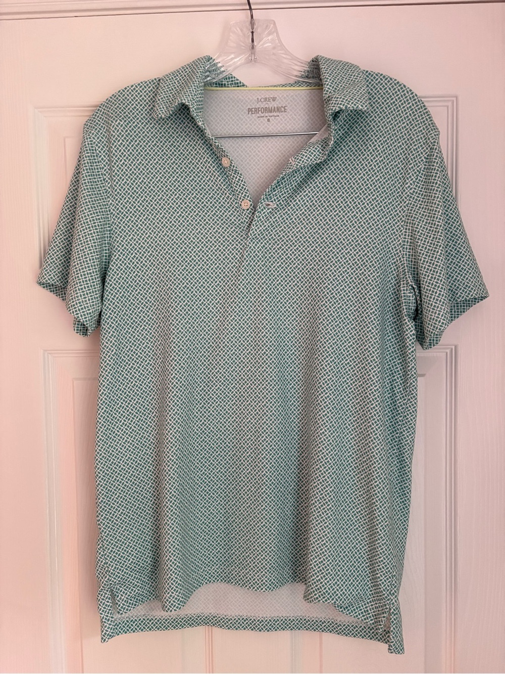 J. Crew Performance Men’s Polo - Green Geometric Print